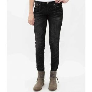 Affliction Raquel Black Skinny Jeans 24 Commerce Wash Moto Designer Punk Goth Em